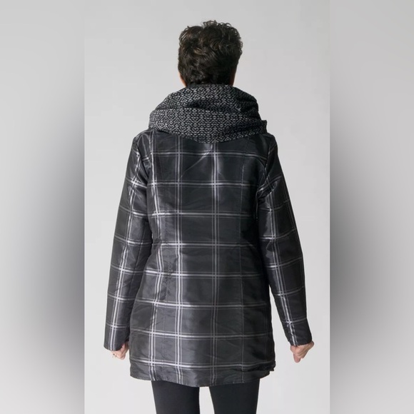 [L] UBU NWOT Rain Jacket Reversible Black/Grey Diamond Plaid - Picture 5 of 9